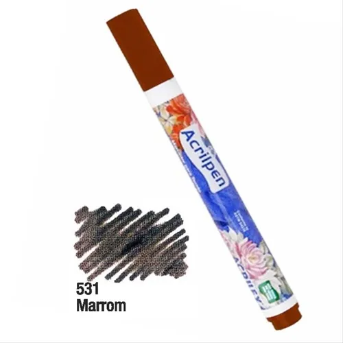 Acrilpen - Marcador de Tecido - Marrom - 531 - Acrilex