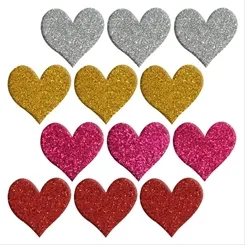 Aplique Adesivo Glitter Colors - 3cm - Corações - 12 unidades - Make+