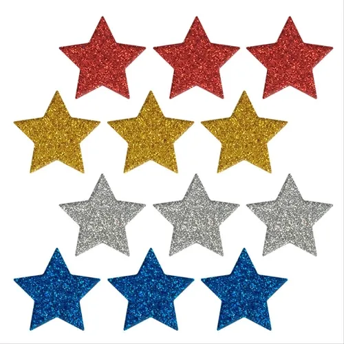 Aplique Adesivo Glitter Colors - 3cm - Estrelinha - 12 unidades - Make+