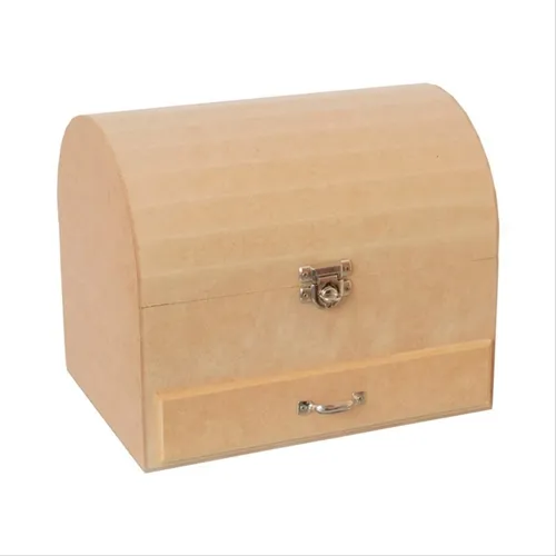 Baú Abaulado com Gaveta e Alça Metal em MDF - 27,5x20x23