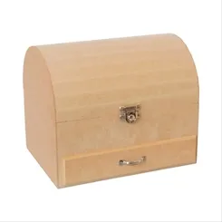 Baú Abaulado com Gaveta e Alça Metal em MDF - 27,5x20x23