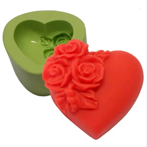 Forma Silicone Sabonete - Coração Pequeno com Flores - 6490