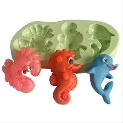Forma Silicone Sabonete - Golfinho/Siri/Cavalo Marinho - 3 Cavidades - 2536