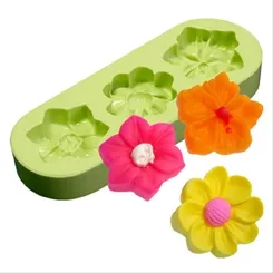 Forma Silicone Sabonete - Flor com Hibísco - 3 cavidades - 1351