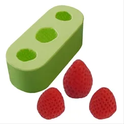 Forma Silicone Sabonete - Morango Mini - 3 Cavidades - 1464