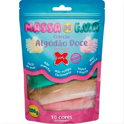 Massa de EVA - 250g -10 Cores Pasteis - Make+