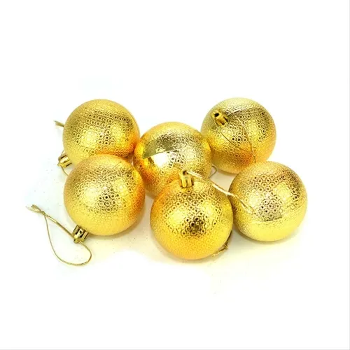 Bola Natal 08cm - LR8006-123 - Dourado - 06 un.