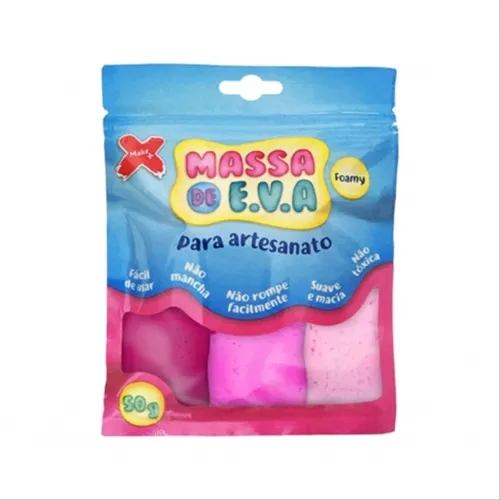 Massa de EVA - 50g - Mista 3 cores -  Rosa | Rosa Claro | Pink - Make+