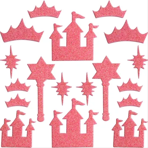 Aplique Adesivo Cartela Glitter - Rosa Neon - Castelo Encantado - Make+