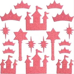 Aplique Adesivo Cartela Glitter - Rosa Neon - Castelo Encantado - Make+