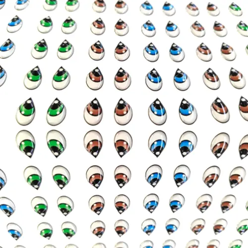 Olhos Resinados Adesivos - ref. 253 - Tam. P - Cartela com 72 pares - Monicarts