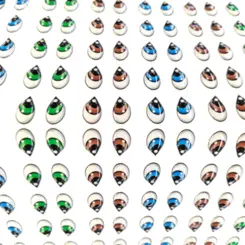 Olhos Resinados Adesivos - ref. 253 - Tam. P - Cartela com 72 pares - Monicarts