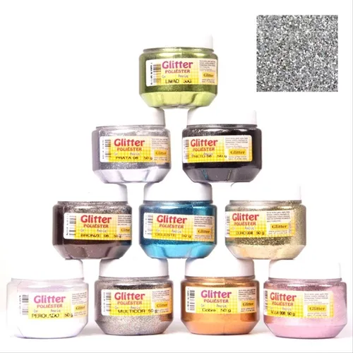 Glítter Poliéster - 50g - Prata - Glitter
