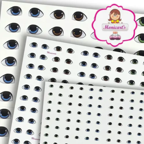 Olhos Resinados Adesivos - ref. 480 - Tam. PP - Cartela com 72 pares - Monicarts