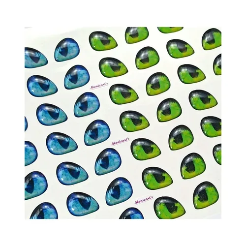 Olhos Resinados Adesivos - ref. 530 - Tam. P - Cartela com 56 pares - Monicarts