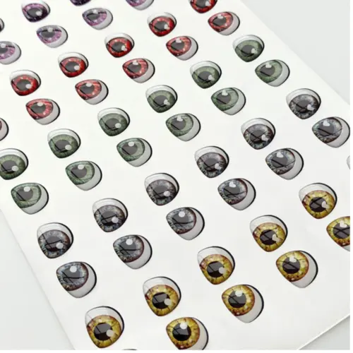 Olhos Resinados Adesivos - ref. 410 - Tam. M - Cartela com 48 pares - Monicarts