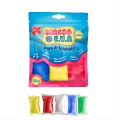 Massa de EVA - 50g - Mista 5 cores - Branco | Vermelho | Azul | Verde | Amarelo - Make+