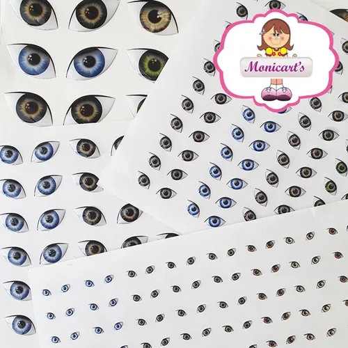 Olhos Resinados Adesivos - ref. 427 - Tam. PP - Cartela com 80 pares - Monicarts