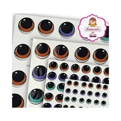 Olhos Resinados Adesivos - ref. 460 - Tam. M - Cartela com 36 pares - Monicarts