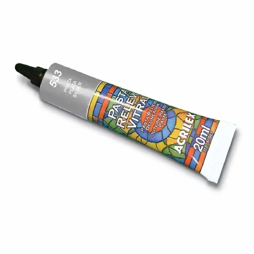 Pasta Relevo Vitral - 20ml - Prata - 533 - Acrilex