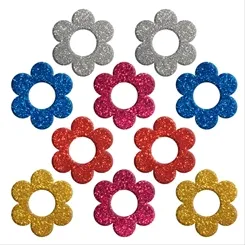 Aplique Adesivo Glitter Sortidos - 5cm - Flores - 10 unidades - Make+