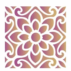 Stencil - 10x10cm - Ladrilho Flor - OPA1712 - Opa Criando Arte