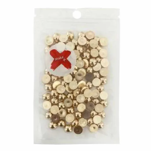 Pedra Decorativa - 8mm - Meia Pérola - 17g - Dourado - Make +