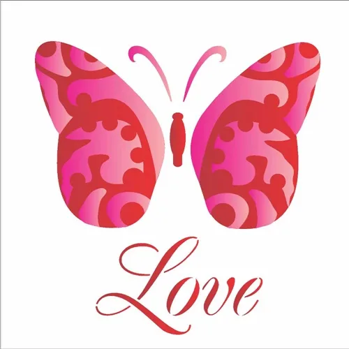 Stencil Duplo - 14x14cm - Borboleta Love - OPA1373 - Opa Criando Arte