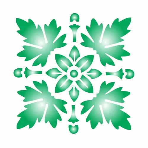 Stencil - 10x10cm - Brasão Folhas - OPA460 - Opa Criando Arte