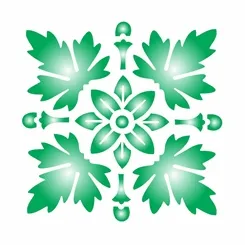 Stencil - 10x10cm - Brasão Folhas - OPA460 - Opa Criando Arte