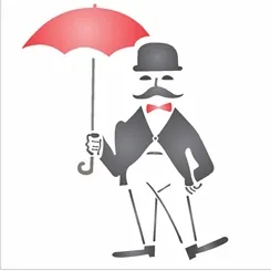 Stencil - 10x30cm - Estampa Cavalheiro Antigo - OPA1128 - Opa Criando Arte