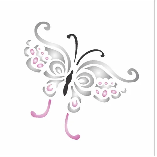 Stencil - 10x10cm - Borboleta Tatoo - OPA0364 - Opa Criando Arte