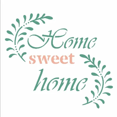 Stencil - 10x10cm - Frase Home Sweet Home -  OPA2989 - Opa Criando Arte