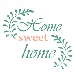 Stencil - 10x10cm - Frase Home Sweet Home -  OPA2989 - Opa Criando Arte