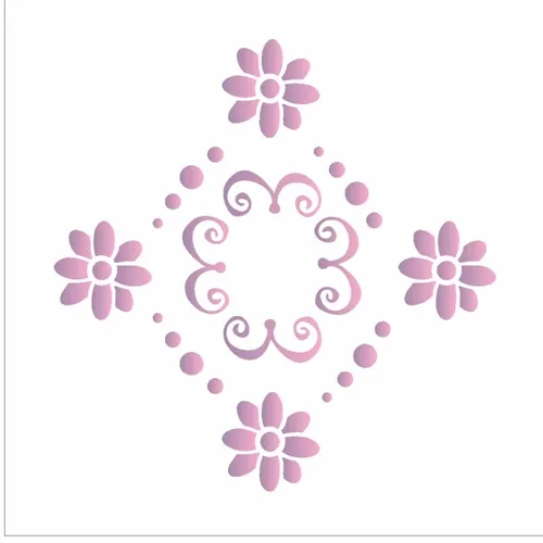 Stencil - 10x10cm - Medalhão Flor - OPA499 - Opa Criando Arte