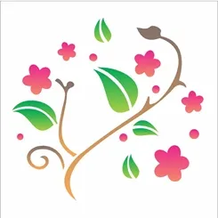 Stencil - 10x10cm - Folhas - OPA365 - Opa Criando Arte