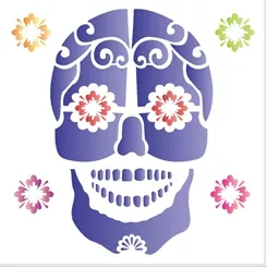 Stencil - 10x10cm - Caveira Mexicana - OPA1177 - Opa Criando Arte
