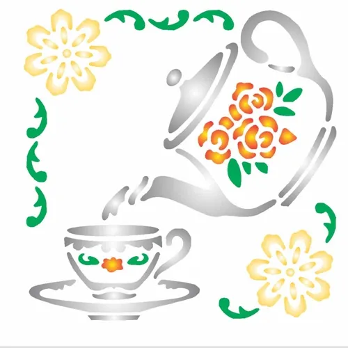 Stencil - 10x30cm - Estampa Cantoneira Chá - OPA082 - Opa Criando Arte