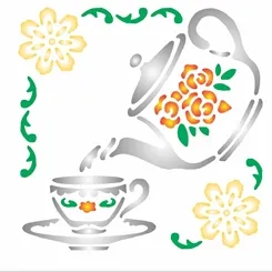 Stencil - 10x30cm - Estampa Cantoneira Chá - OPA082 - Opa Criando Arte