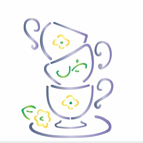 Stencil - 10x10cm - Xícara - OPA149 - Opa Criando Arte