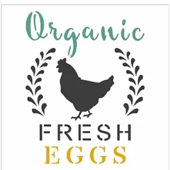 Stencil - 10x10cm - Farm Organic Fresh Eggs - OPA2903 - Opa Criando Arte