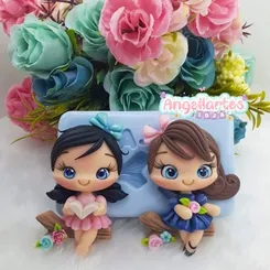 Molde Silicone - Biscuit - Menina no Tronco - Angellartes