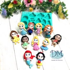 Molde - Silicone - Biscuit - Aplique Princesas - Deivid Machado