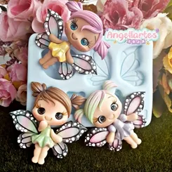 Molde Silicone - Biscuit - Menina Borboleta - Angellartes