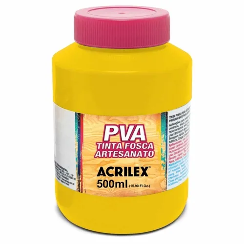 Tinta Plástica PVA - 500ml - Amarelo Ouro - 505 - Acrilex
