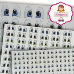 Olhos Resinados Adesivos - ref. 244D - Tam. P cartela com 72 pares - Monicarts