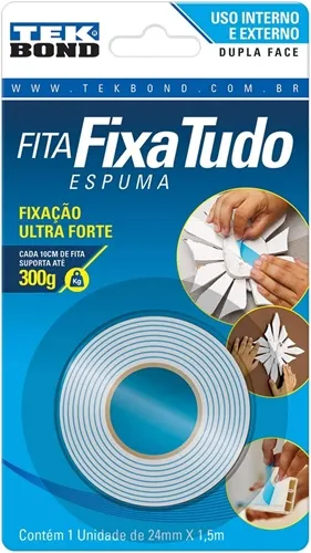 Fita Espuma Dupla Face Fixa Tudo - 24mmx1,5m - Tekbond