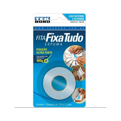 Fita Espuma Dupla Face Fixa Tudo - 12mmx1,5m - Tekbond