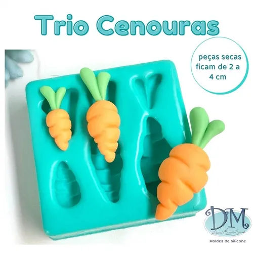 Molde - Silicone - Biscuit - Trio de Cenouras - Deivid Machado