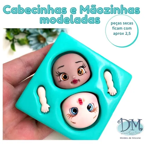 Molde - Silicone - Biscuit - Cabecinhas e maozinhas modeladas - Deivid Machado